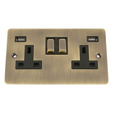 USB SOCKET 2 GANG - PERIOD ANTIQUE DARK BRASS