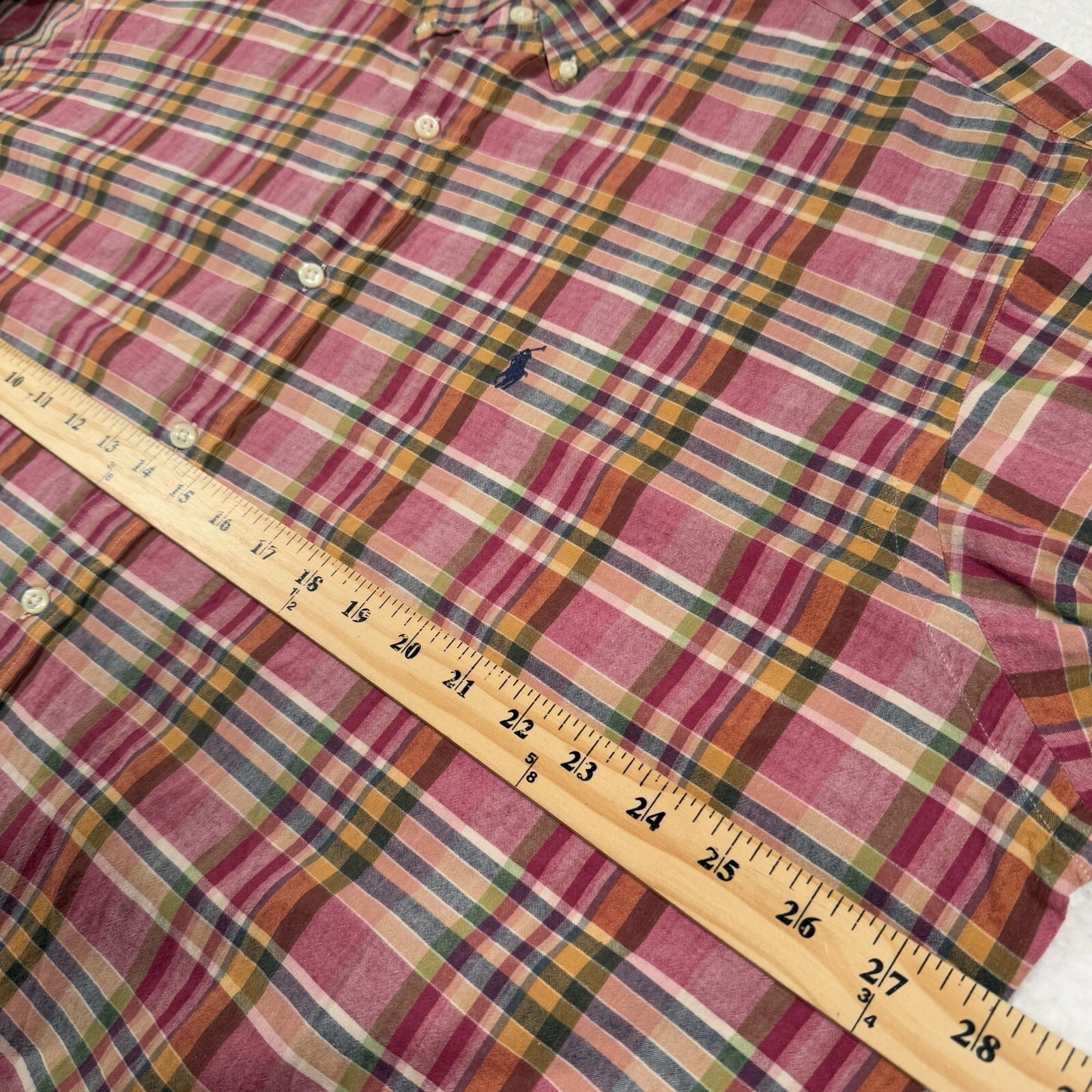Polo Ralph Lauren camicia uomo XL rosa blake manica lunga bottoni pony cotone