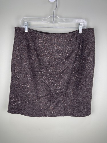 J. Jill Copper Sequined Skirt Size 12 Brown Wool Blend Lined - Picture 3 of 10