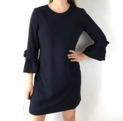 white christmas dresses Club Monaco Black Wool Knit Bodycon Ribbon Cutout Long Sleeves Sweater  Dress M main image 0