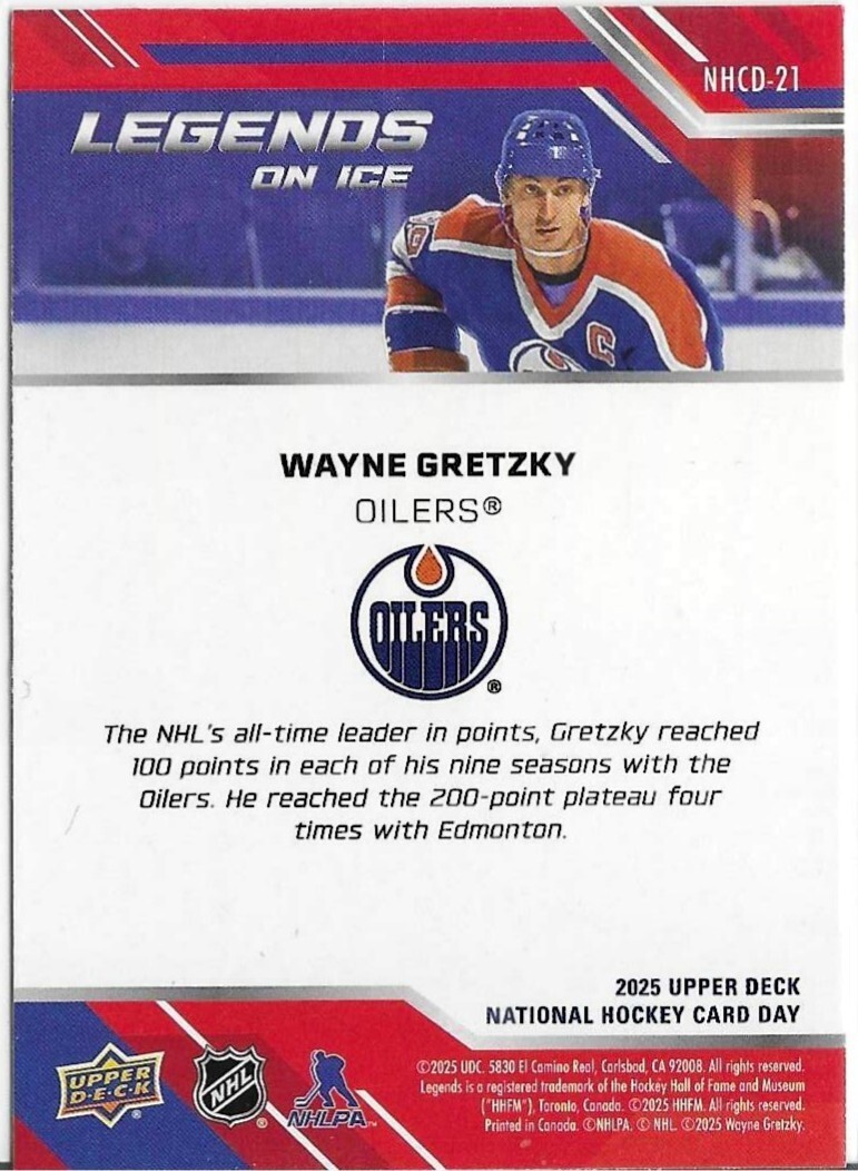 Wayne Gretzky Rookie card　① WAYNE GRETZKY 2025 UD NHCD LEGENDS ON ICE | eBay