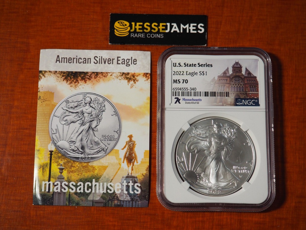 【新品】アメリカン シルバー イーグル銀貨2022-WシルバーPCGS MS70 2022 AMERICAN SILVER EAGLE NGC MS70 U.S. STATE SERIES
