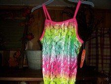 WONDER NATION GIRLS ONE PIECE SWIMSUIT SEASHELL THEME SIZE MEDIUM 7-8 UPF 50 NEW