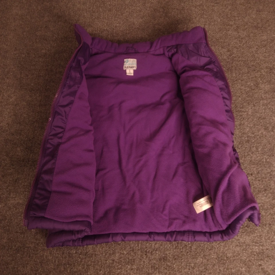 Old Navy Zip Up Puffer Vest Girls LG 10-12 Purple - Image 2 of 4