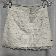 Abercrombie Fitch Small Mini Skirt White Lace Elastic Waist Lined Boho