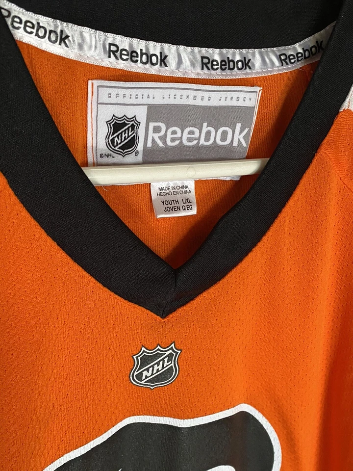 Camiseta deportiva Reebok NHL Philadelphia Flyers 28 Giroux Hockey LS talla juvenil L/XL nueva sin etiquetas Foto 4 de 4