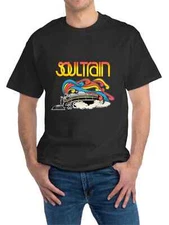 Men's Retro Soul Train Graphic T-Shirt - Black Casual Short Sleeve Cotton Tee wi