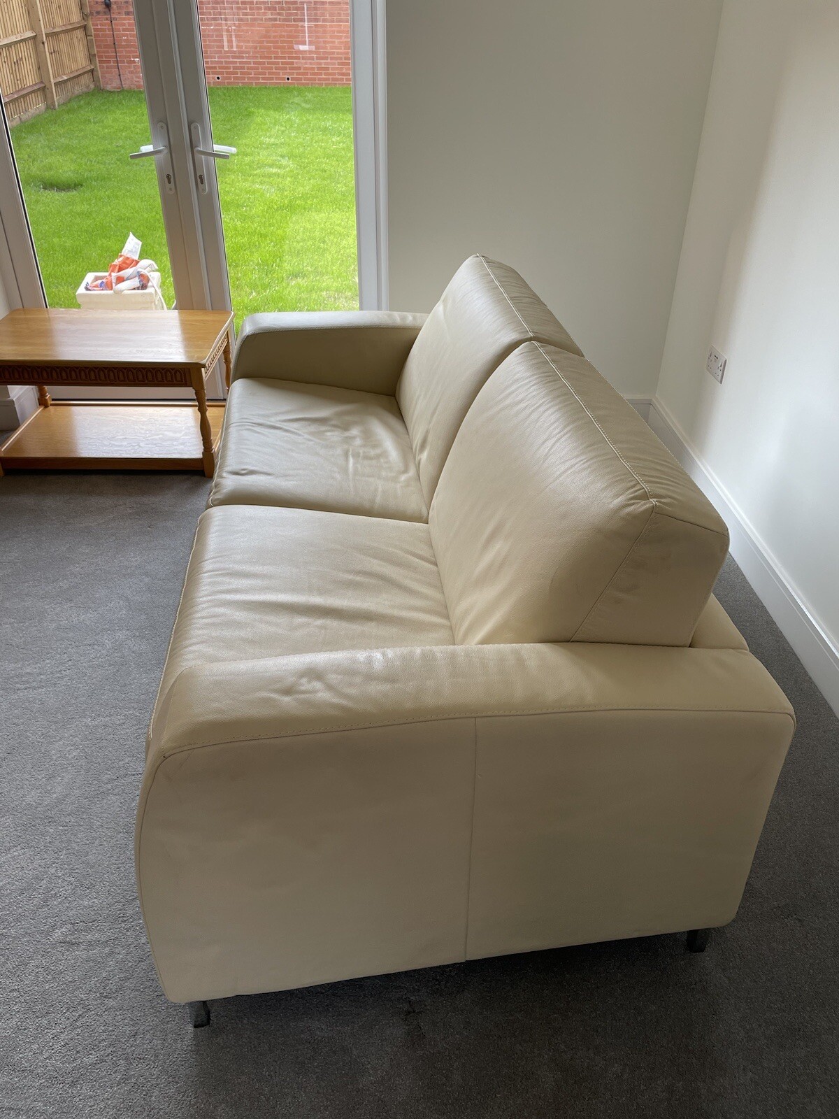 Leather Sofa Bed Cream eBay