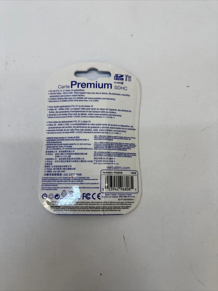 Verbatim - SDHC Memory Card (16GB, UHS-I V10 U1 Class 10), Blue - Image 3 of 3