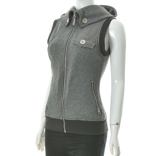 Burton Women's Outdoor Vest Sleeveless Jacket Full Zip Hooded Gray Size XS - Picture 2 of 6
