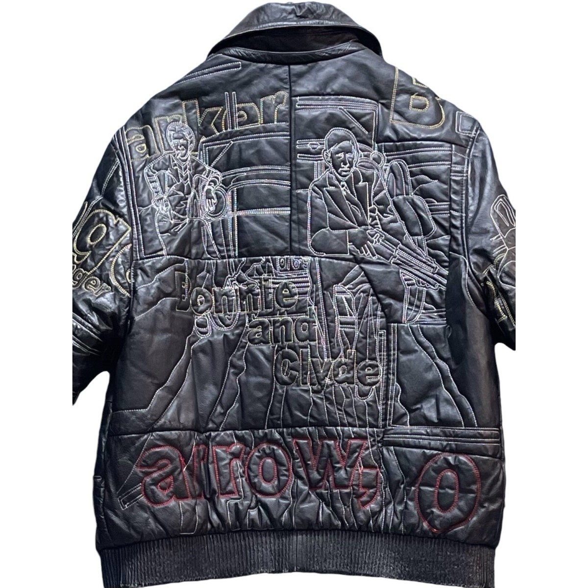 Vintage Leather Jacket Size 4XL Embroidered Stitched Vintage Leather Jacket Size 4XL Embroidered Stitched