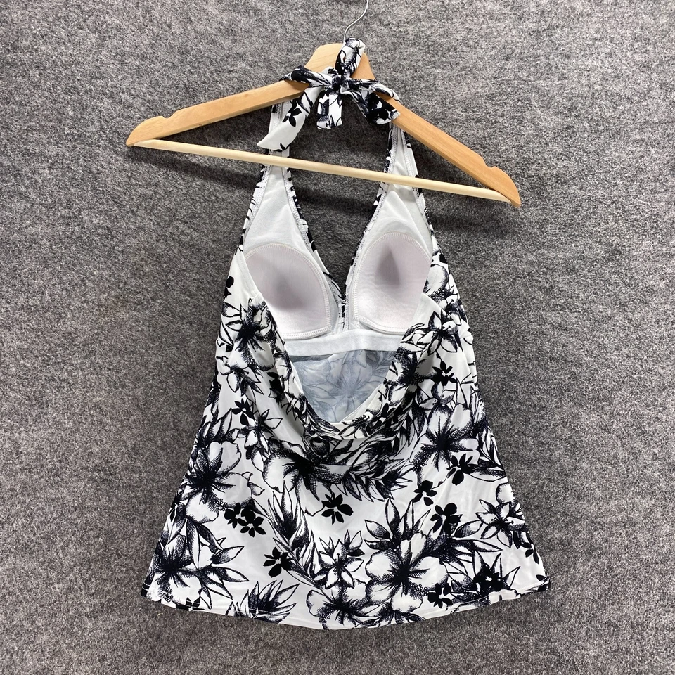 Croft & Barrow Tankini Top Women 6 White Floral Push Up Halter Neck Sleeveless - Image 2 of 4