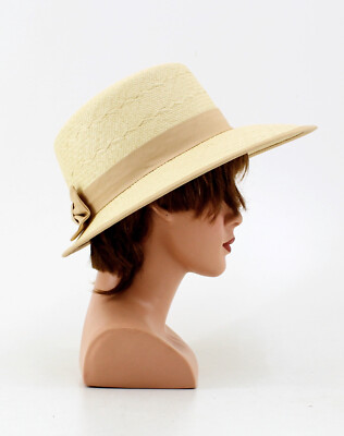 Original Panama straw hat handmade 100% natural straw bow size M 57/58