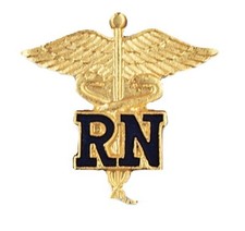 Blue RN Caduceus Lapel Pin Nurse Gold Plated Emblem Safety Catch New 1021