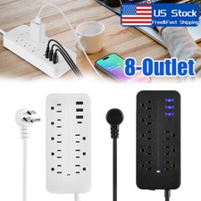 Wall Mountable USB Surge Protector Power Strip with USB Ports 8 Outlet Plugs USA
