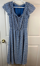 Women's Black Label Lauren Ralph Lauren Short Sleeve Floral Blue Dress Cottage