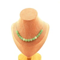 Halskette 15 Perlen Aventurin 8 Mm. Kette Aus Edelstahl Halskette Frauen, H