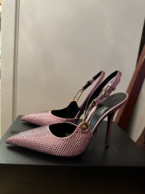 【関税込み】versace Satin rhinestone slingback Versace Satin Rhinestone Slingback | italist
