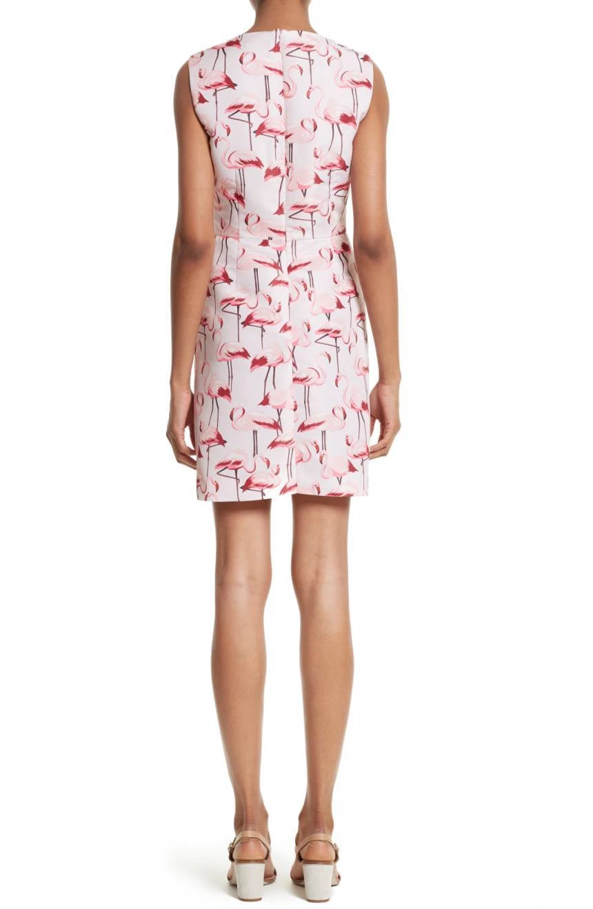 Red Valentino Stampa Fenicottero Faille Fit & Flare Dress (Misura 46 USA 8)