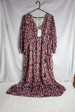 Tommy Bahama Womens Spice Route Linen Maxi Dress Sundress XL 3/4 Sleeve NWT