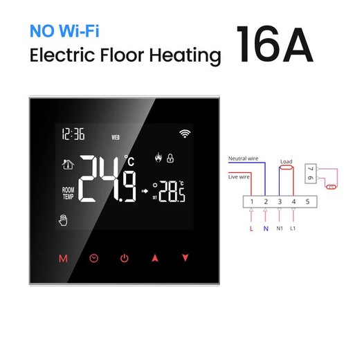 Termostato Inteligente WiFi Tuya, Calefacción Eléctrica por Suelo Caldera Agua/Gas Temperatura... - Imagen 12 de 12