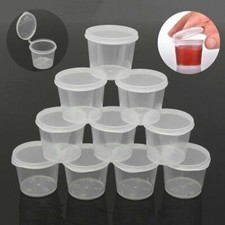 100Pcs/set Small Plastic Sauce Cups Food Storage Containers Clear Boxes  Lids