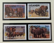 TIMBRE STAMP 4 OUGANDA Y&T#316-19 ELEPHANT ELEFANT WWF NEUF**/MNH-MINT 1983~E73