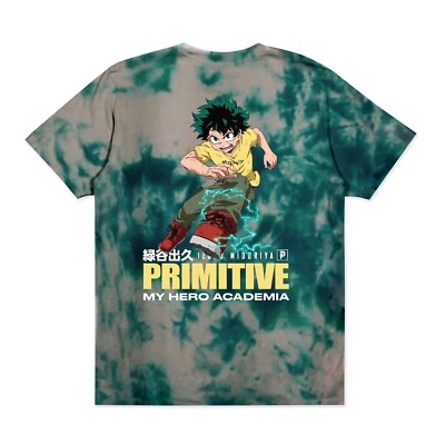 MY HERO ACADEMIA X PRIMITIVE FULL COWL TIEDYE GREEN T-SHIRT