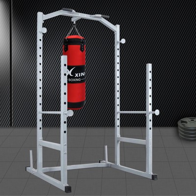 hanging heavy bag from squat rack