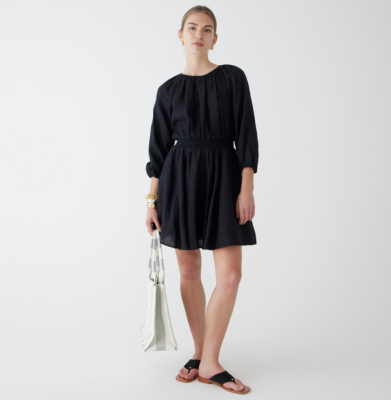 NEW J. CREW BLACK LINEN POLERMO SMOCKED WAIST MINI DRESS SZ S SMALL | eBay