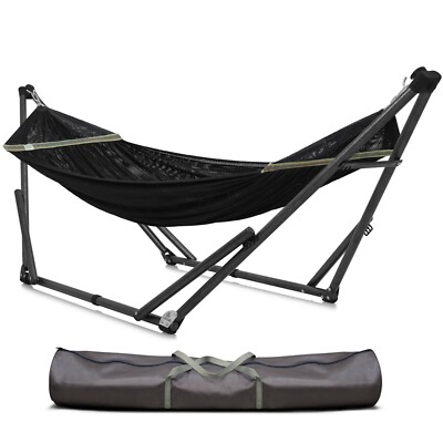 Tranquillo Adjustable Hammock Stand Camping Hammock and Stand 550lb, Black