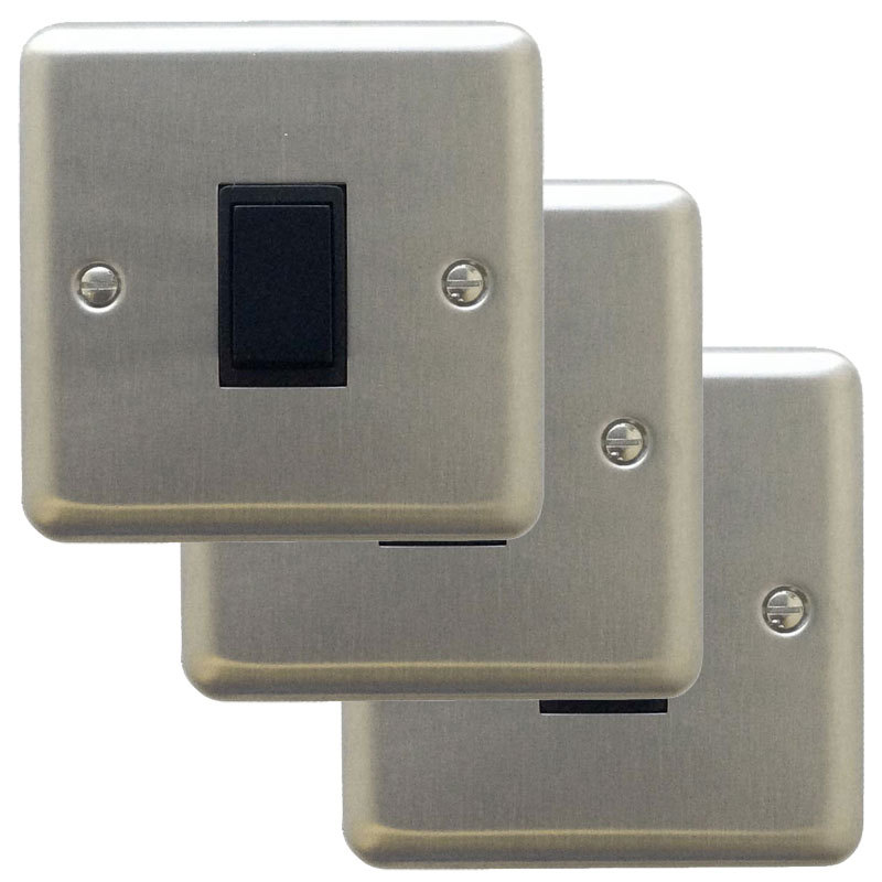 Volex Brushed Stainless Steel Light Switches and Electrical Sockets