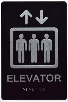 Elevator Sign (Aluminum, Black/Silver, Size 6x9) The Sensation line -REF24-1027