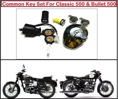2006 Royal Enfield Old Classic 350/500 Bullet Original Complete Lock Key  Set Stainless Steel Silver OE India