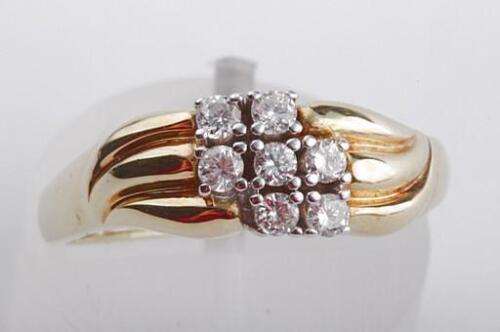 Brillant Diamant Ring 585 14kt Gelbgold 7 Brillanten 0,27ct # - Bild 1 von 8