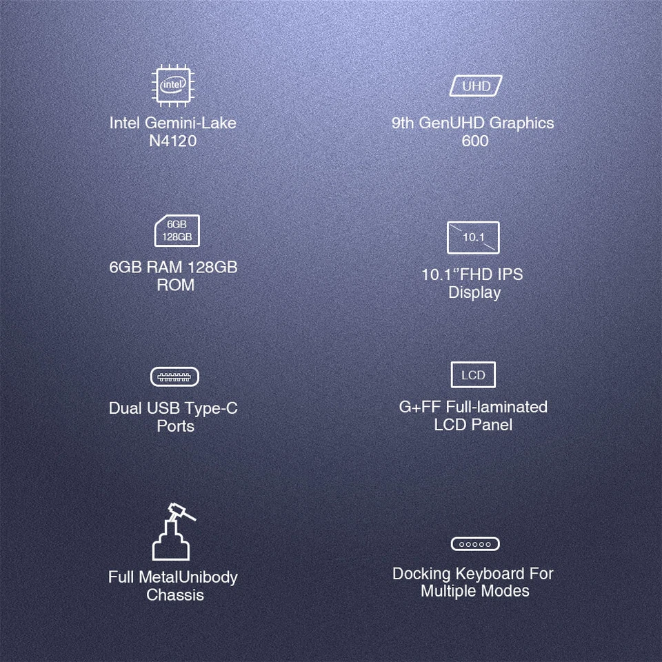 CHUWI Hi10 X 10.1 in Windows Tablet/Laptop PC 3 in 1 Set Intel N4120 PC 8+128g  - Image 3 of 4