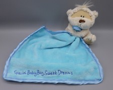Fizzy Moon Bear Teddy Comforter Blankie Blanket Soother Blue Special Baby Boy
