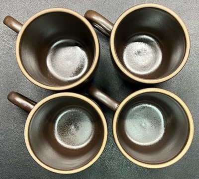 New VTG Set Of 4 Heath Ceramics Dark Brown Studio Mug 305 Low Loop