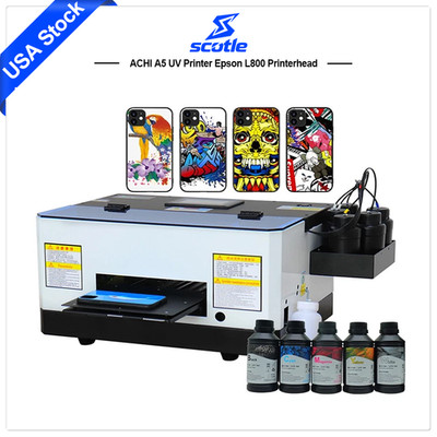 ACHI A5 UV Printer Epson L800 Printer + 5*250ml Ink For DIY Phone Case