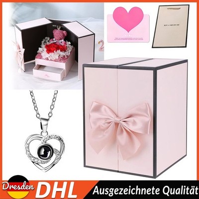 Ewige Rose Geschenkbox Rosenbox Schmuck Geschenk Box für mit Halskette Frauen