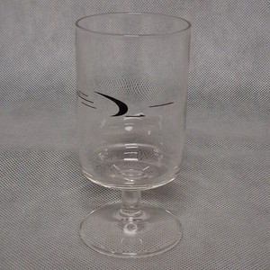 Frontier Airlines Cordial Wine Glass Stemmed Clear Black 4" Tall x 2 1/4"