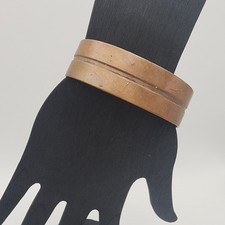VTG Wide Cuff Bracelet 7.5-8" Brown Solid Copper Grooved Center Minimalist 50g