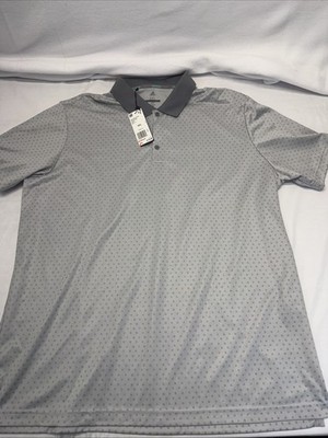 Adidas Polo Shirt Men's XXL Grey Geometric All Over Print Golf Performance NWT