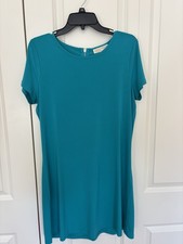 Women’s Michael Kors teal short sleeve stretchy back zip dress size medium
