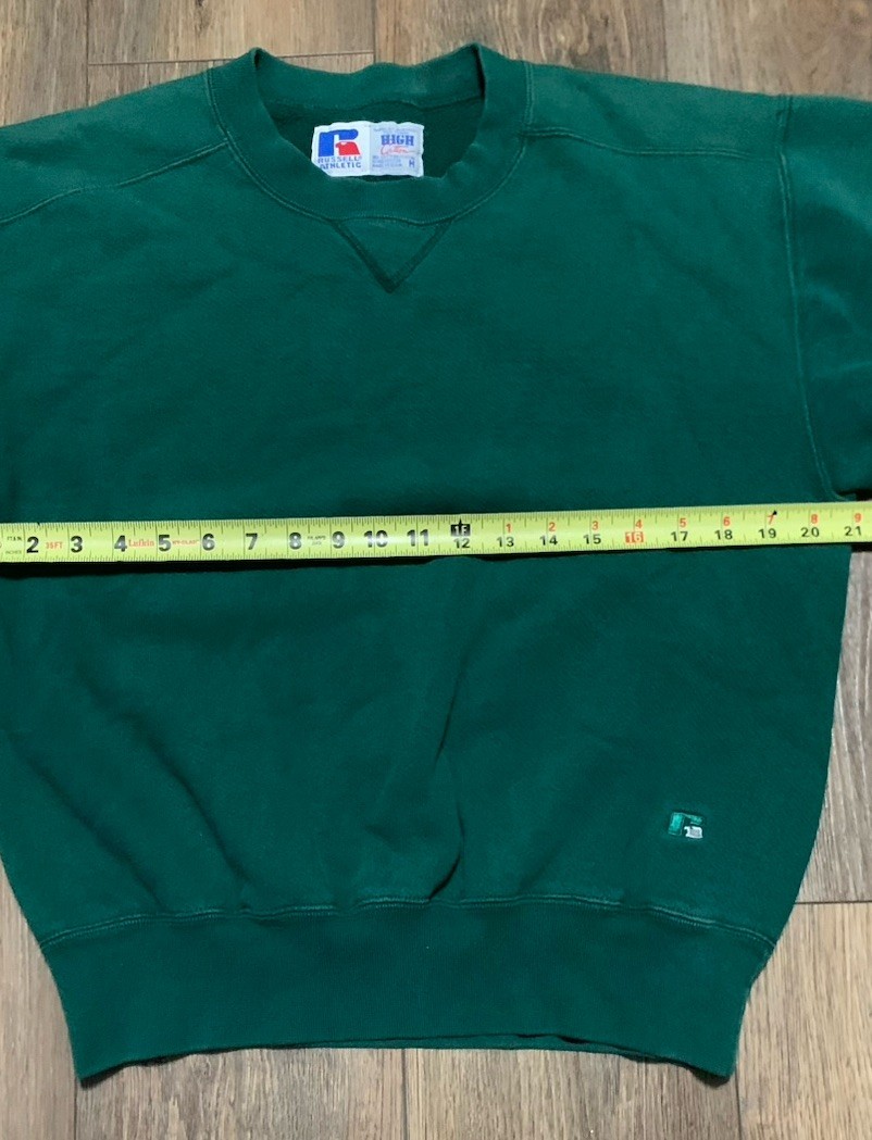 VTG Russell V-Stitch Sweatshirt Adult M Crewneck USA Made Green 80s Heavy