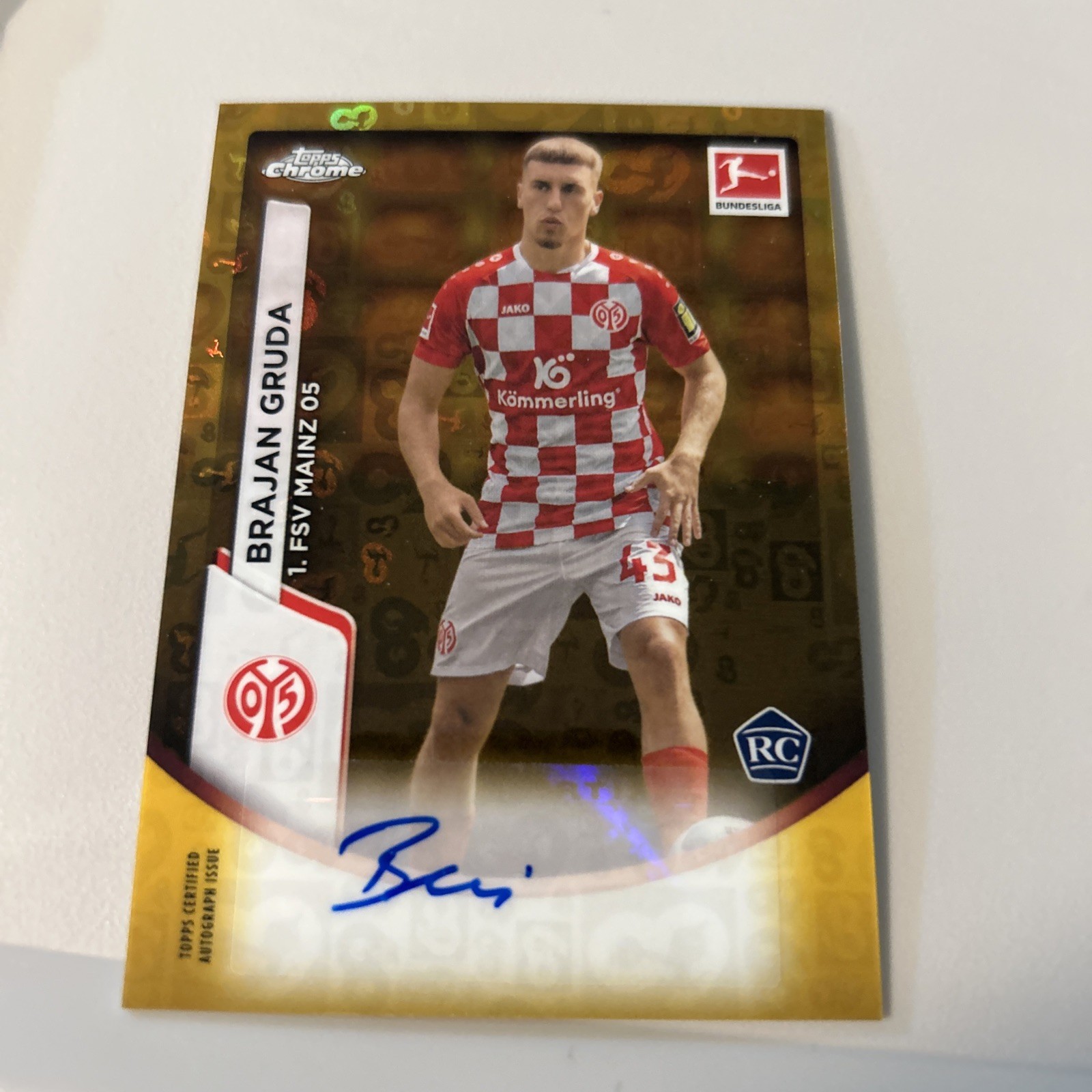 BRAJAN GRUDA 2023-24 TOPPS CHROME BUNDESLIGA MAINZ ROOKIE REFRACTOR AUTO RC