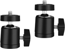 2 Pack Universal 1/4" Swivel Mini Ball Head Screw Tripod Mount, 360 Degree