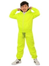 Kids Plain Tracksuit N Green  Black Contrast Hoodie with Jogger Activewear Set
