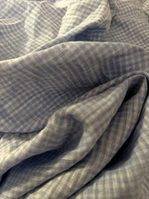 Blue White Linen Fabric Yarn Dyed Check Textured 55 Wide BTY
