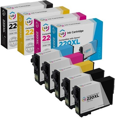 LD 5pk for Epson 220 XL T220XL Ink Cartridges Expression XP-320 XP-420 XP-424